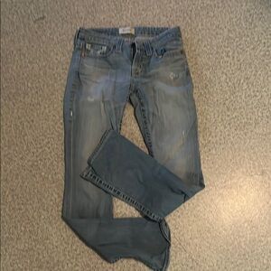 Big Star Blue Skinny Jeans with Faded Distressing